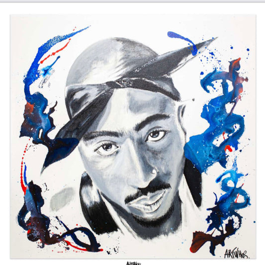 印花 TuPac 頭巾 藍色